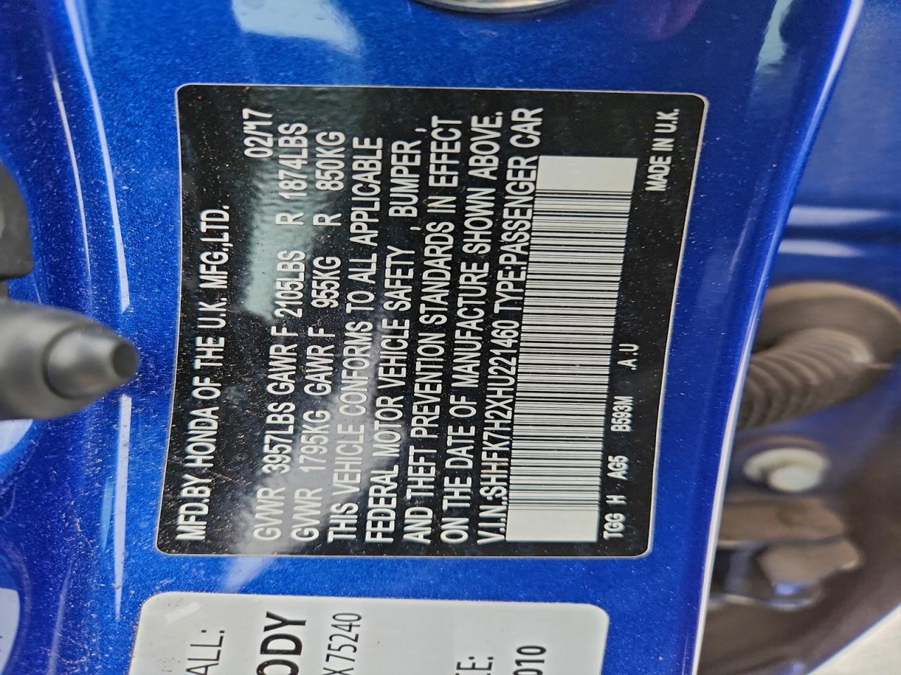 Lot #3305682737 2017 HONDA CIVIC LX