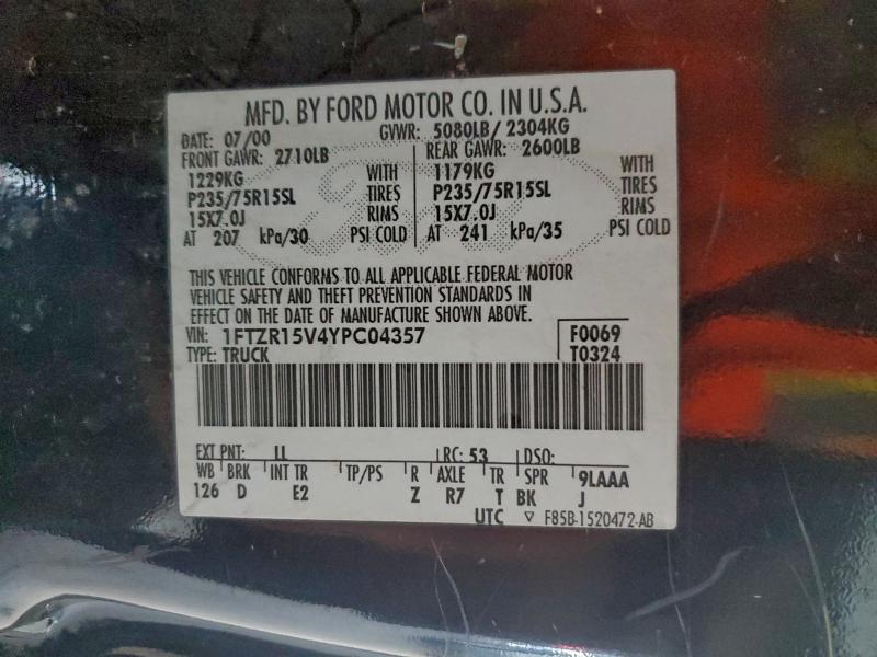 2000 FORD RANGER SUP #3304534473