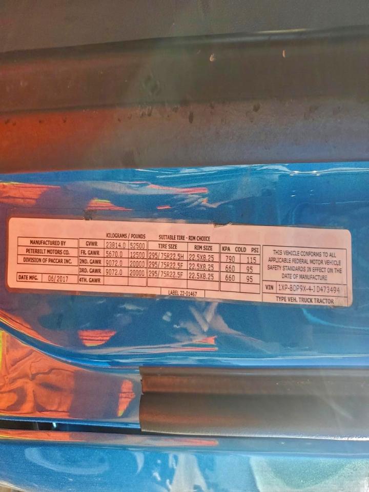 Lot #3318185947 2018 PETERBILT 579