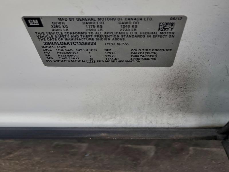 2012 CHEVROLET EQUINOX LT #3302590760