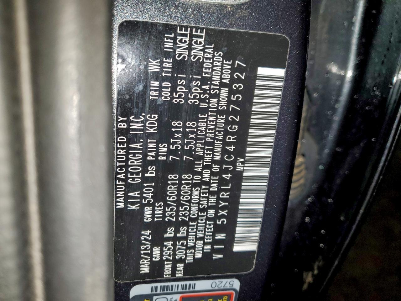 Lot #3315918127 2024 KIA SORENTO S