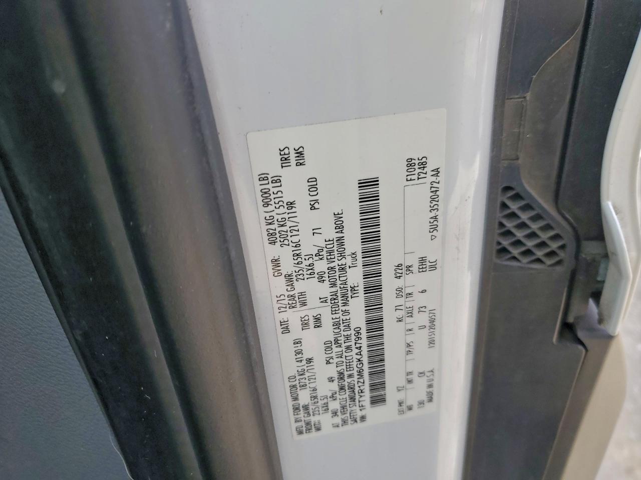 Lot #3318871919 2016 FORD TRANSIT T-250