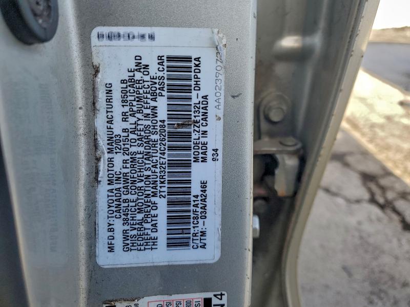 2004 TOYOTA COROLLA MA #3311462297