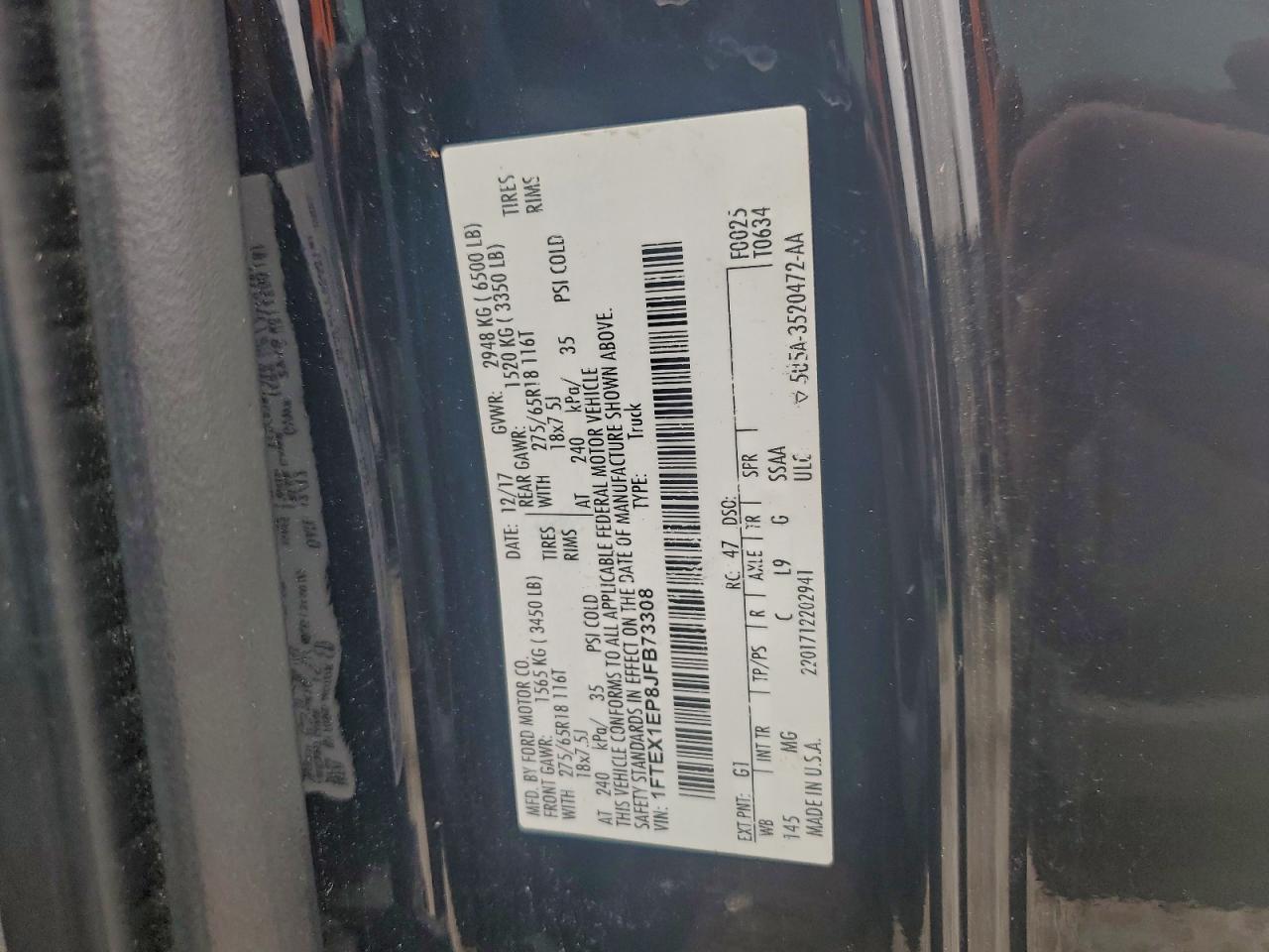 Lot #3305365325 2018 FORD F150 SUPER