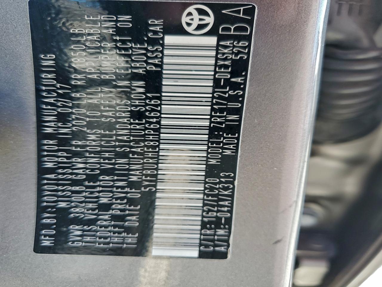 Lot #3316722429 2017 TOYOTA COROLLA L