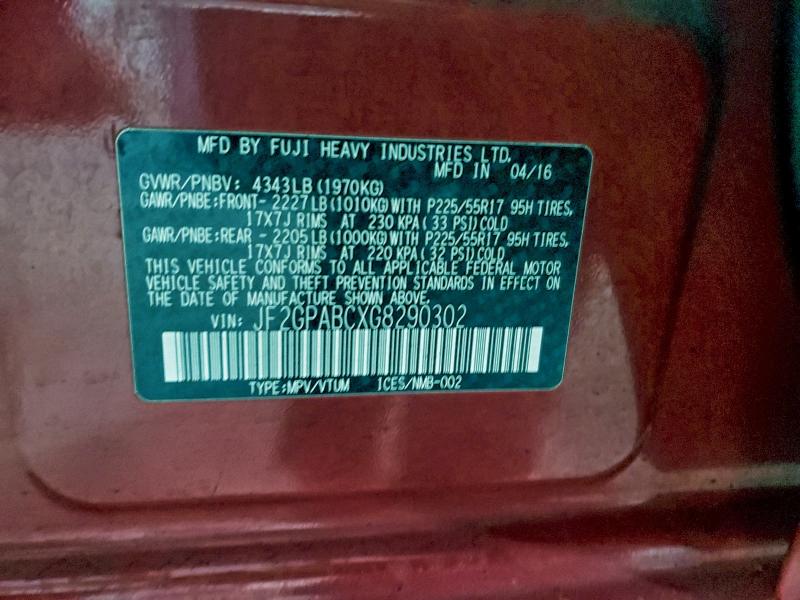 2016 SUBARU CROSSTREK #3317965934