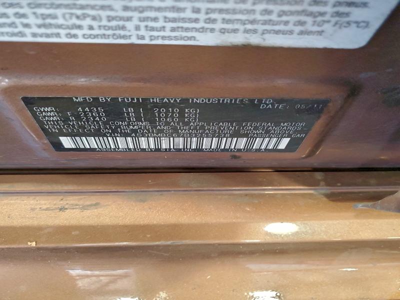 2011 SUBARU LEGACY 2.5 #3310481107