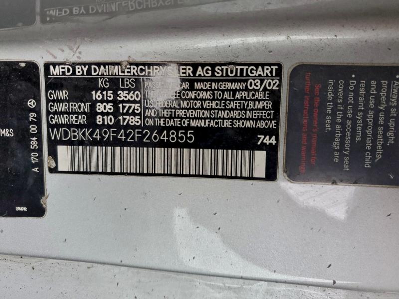 2002 MERCEDES-BENZ SLK 230 KO #3304104498