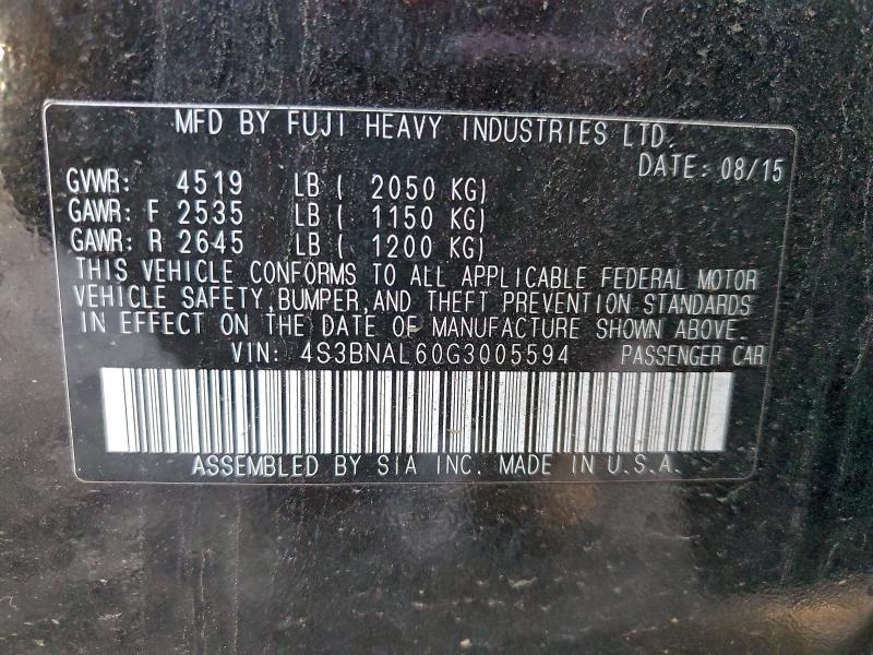 2016 SUBARU LEGACY 2.5 #3305423452