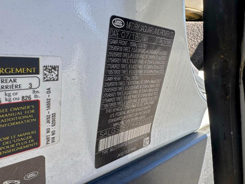 2019 LAND ROVER RANGE ROVE #3302068119