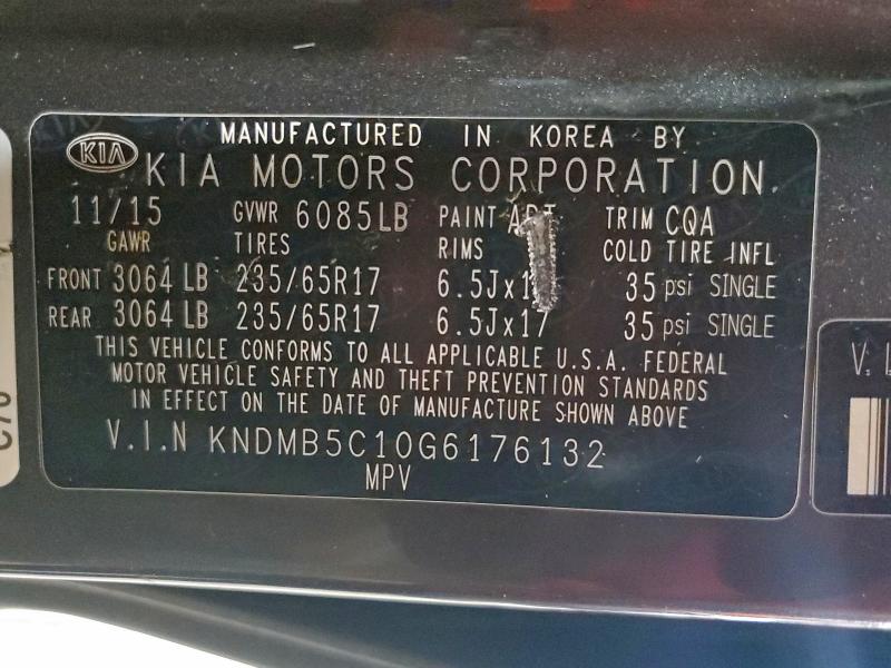 2016 KIA SEDONA LX #3304793322