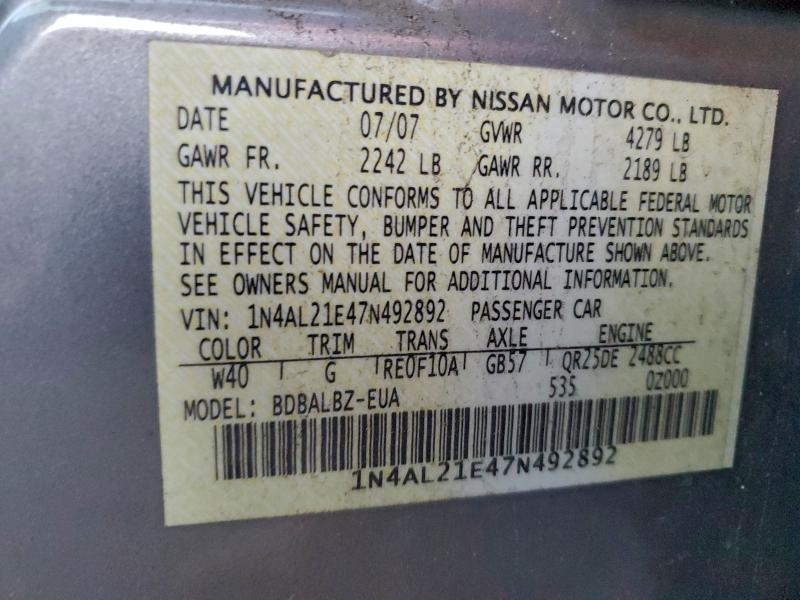 2007 NISSAN ALTIMA 2.5 #3305539104