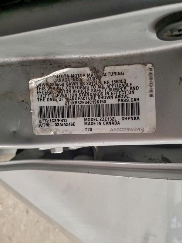 2004 TOYOTA COROLLA MA #3303891689