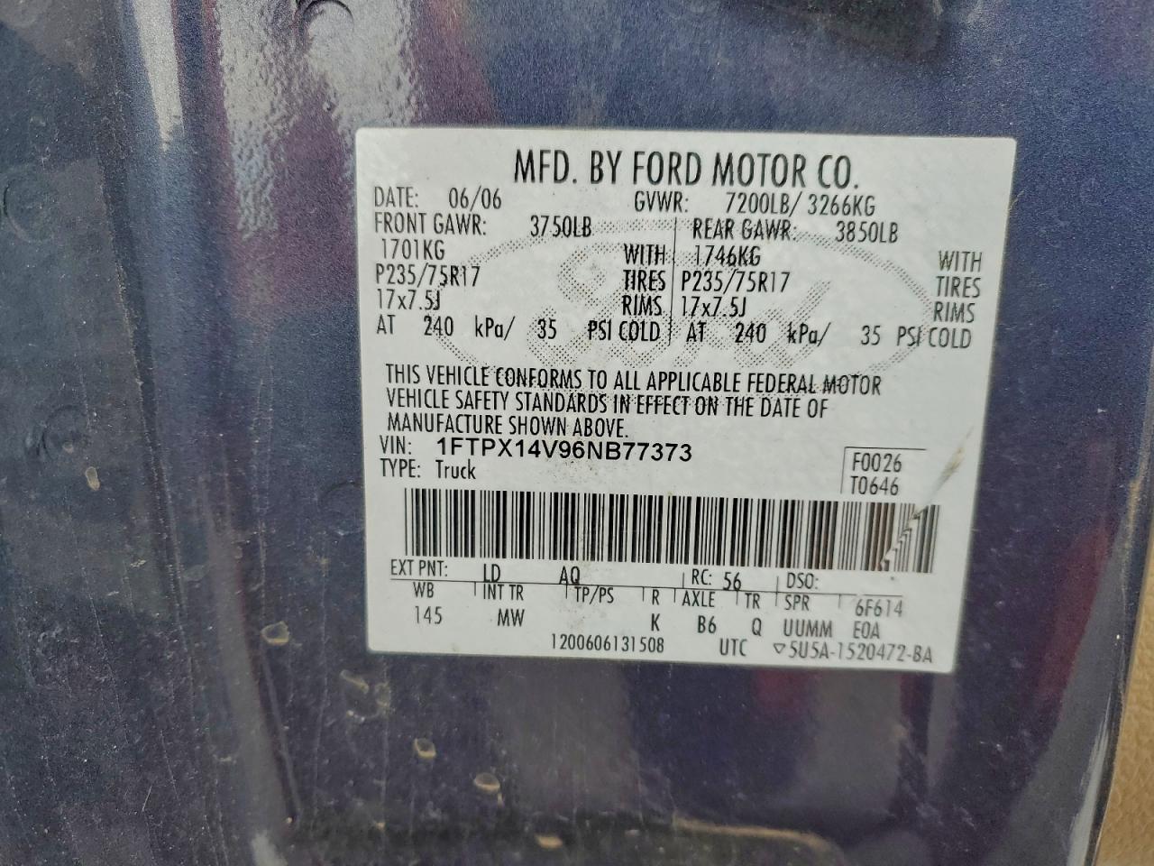 Lot #3305434476 2006 FORD F150