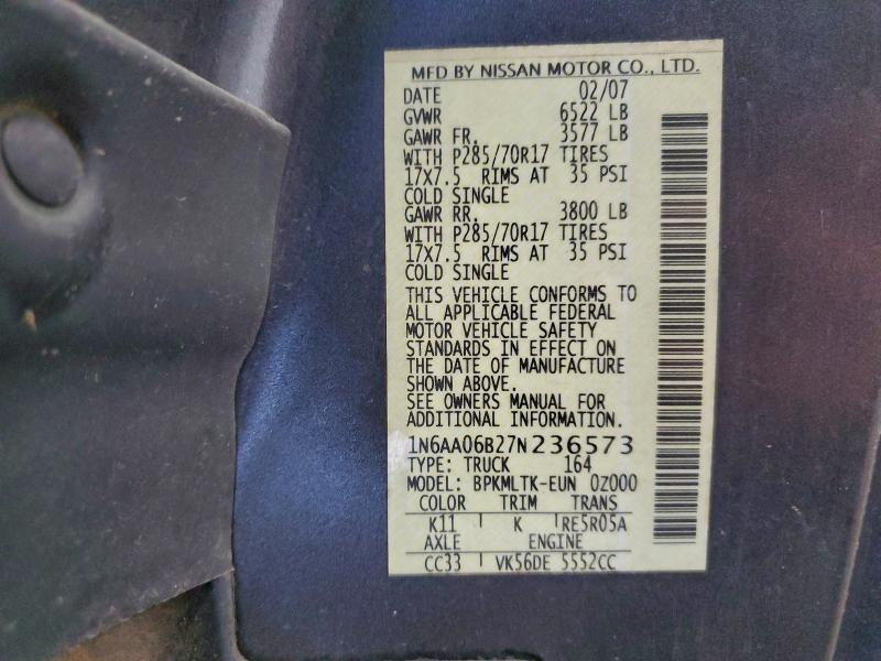 2007 NISSAN TITAN XE #3304738948