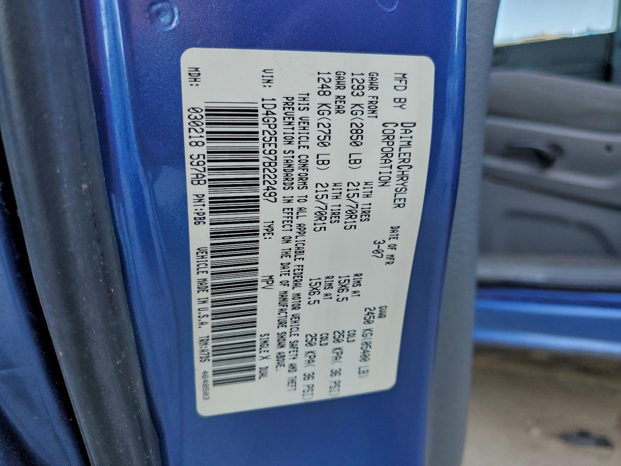 Lot #3317773102 2007 DODGE CARAVAN SE