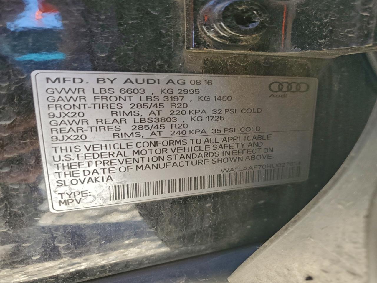 Lot #3311595762 2017 AUDI Q7 PREMIUM