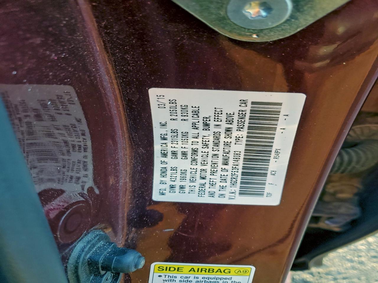 Lot #3311720222 2015 HONDA ACCORD SPO