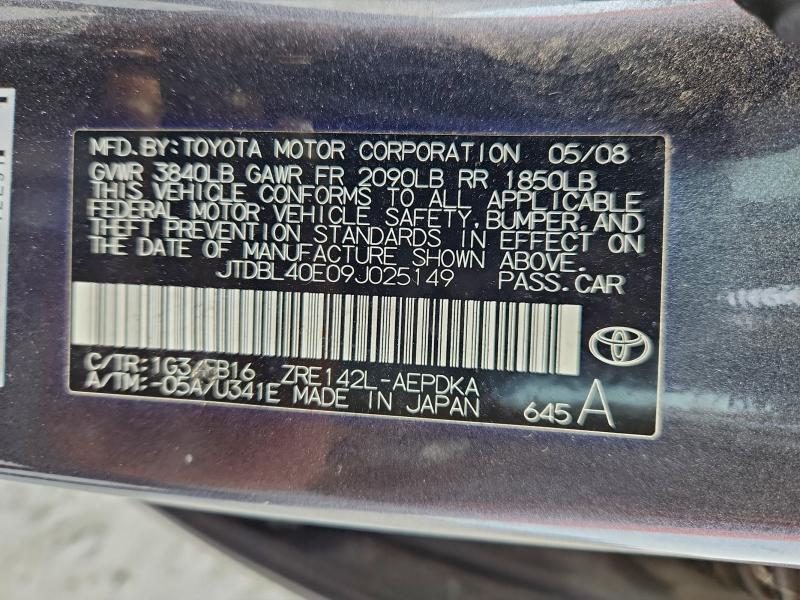 2009 TOYOTA COROLLA BA #3311567243