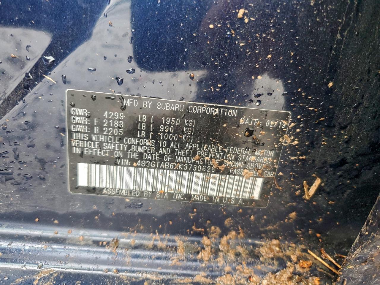 Lot #3309301616 2019 SUBARU IMPREZA