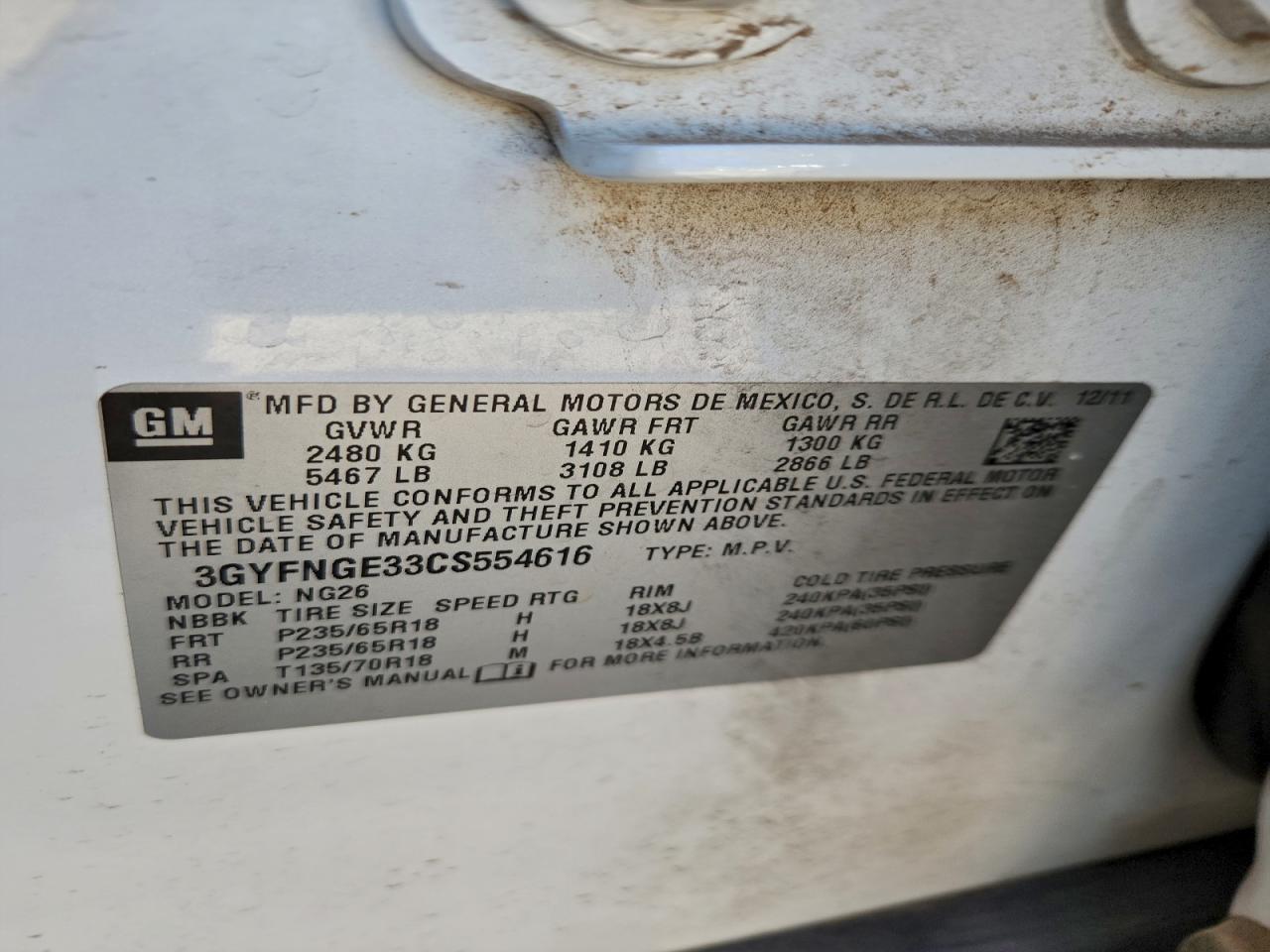 Lot #3311564233 2012 CADILLAC SRX