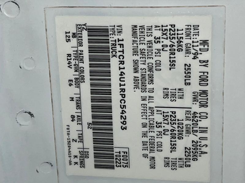 1994 FORD RANGER SUP #3310312966