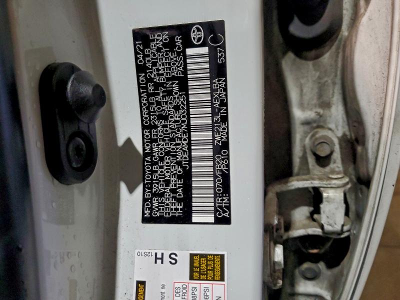 2021 TOYOTA COROLLA LE #3318872012