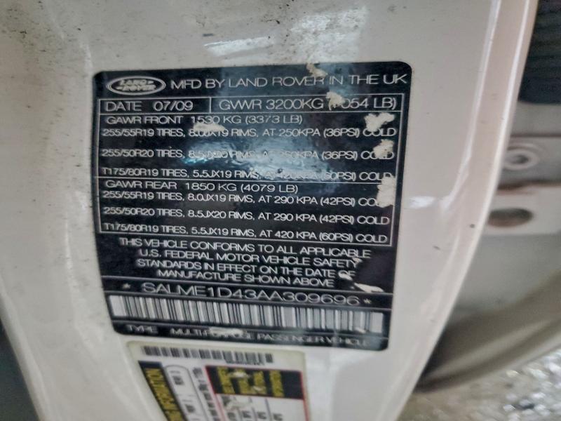 2010 LAND ROVER RANGE ROVE #3312360769