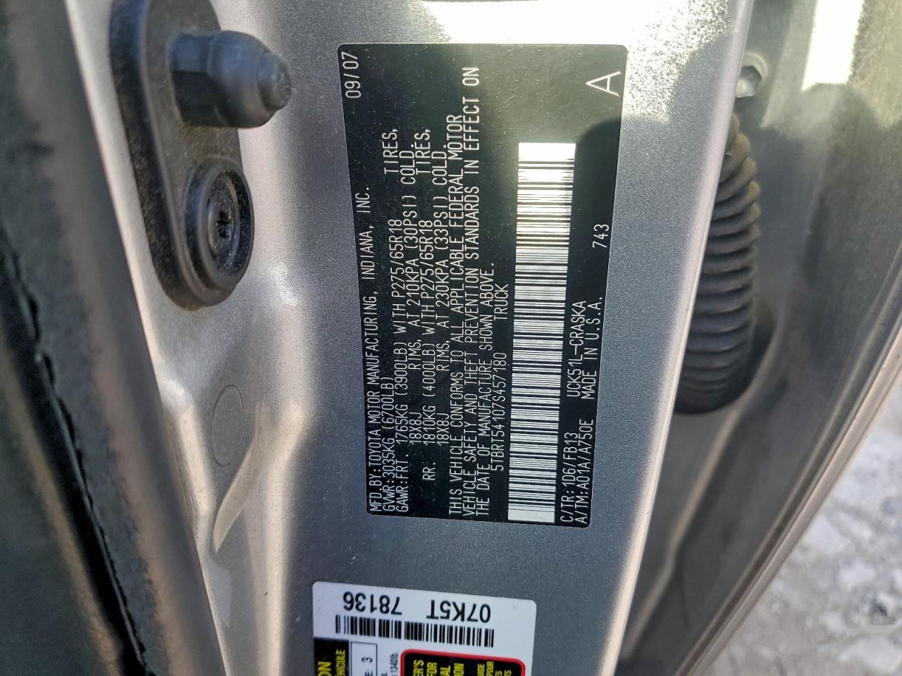 Lot #3311591754 2007 TOYOTA TUNDRA DOU