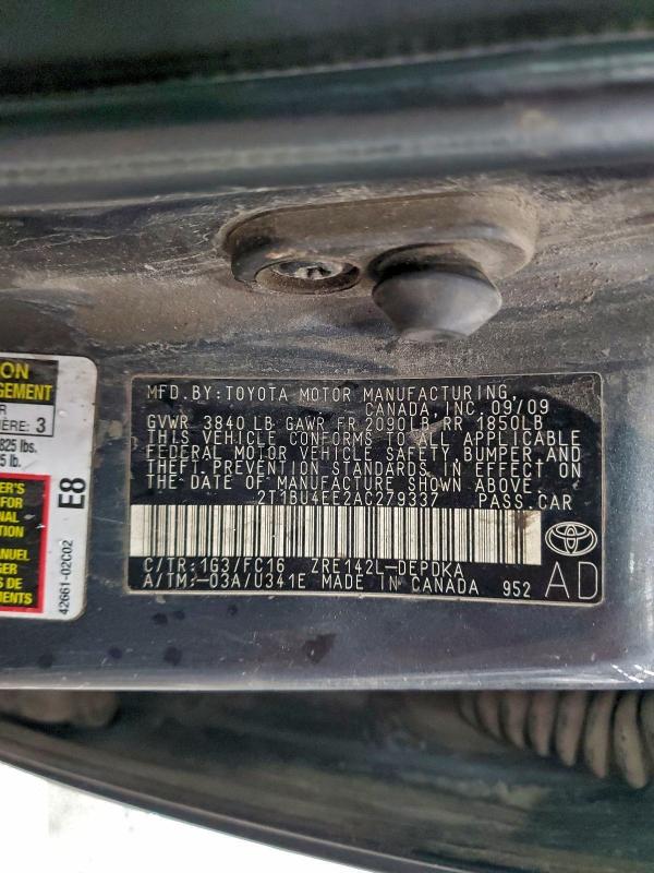 2010 TOYOTA COROLLA BA #3304002649