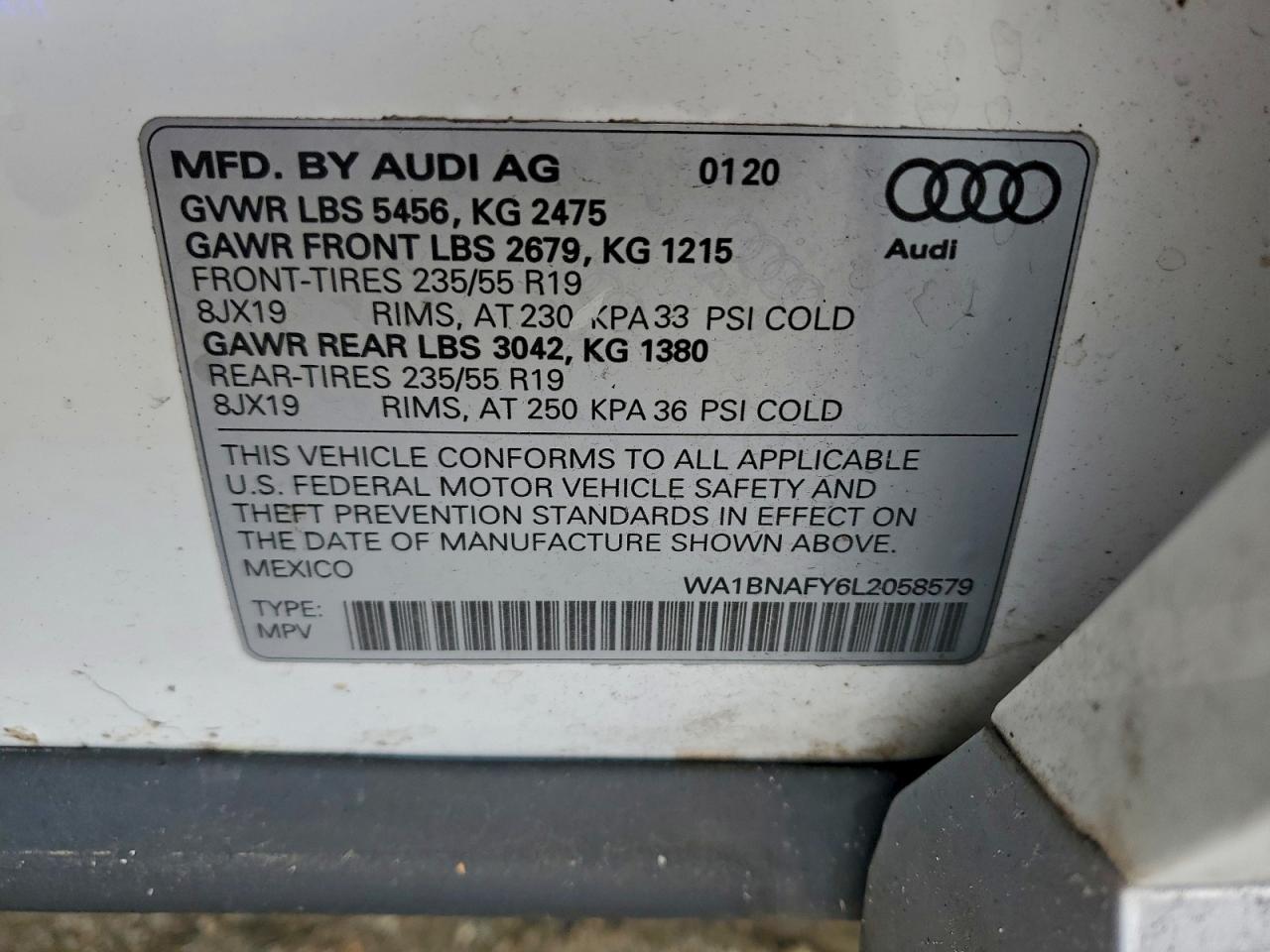 Lot #3311718254 2020 AUDI Q5 PREMIUM