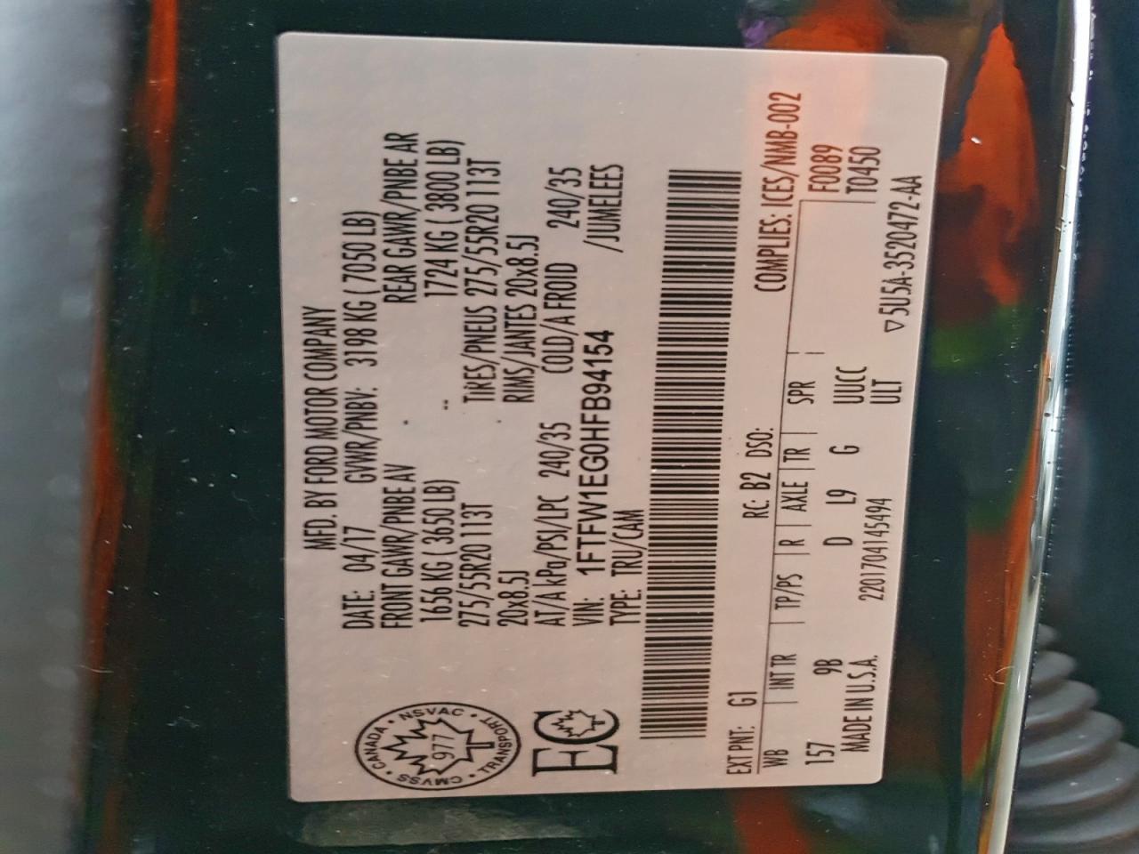 Lot #3310322024 2017 FORD F150 SUPER