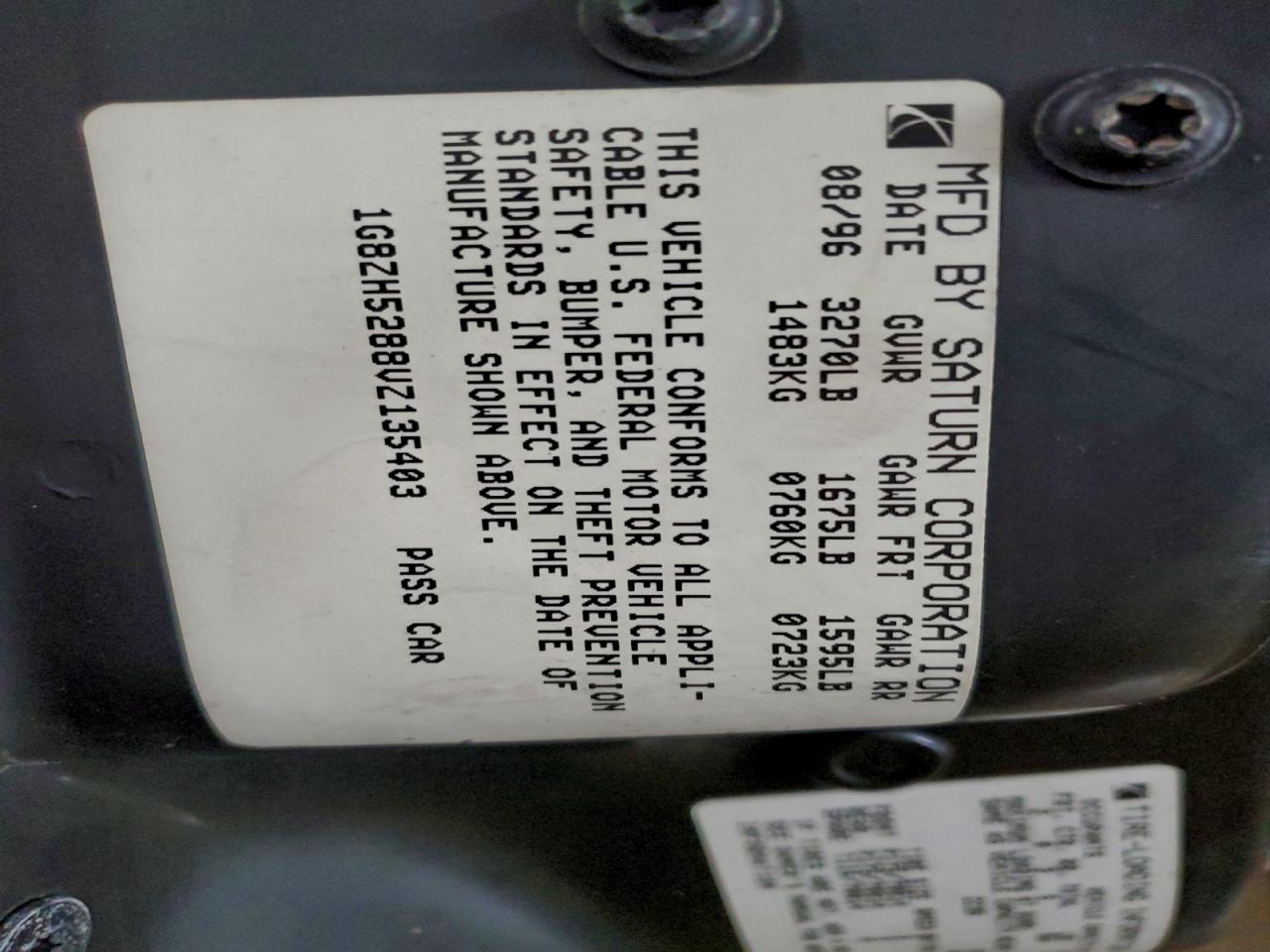 Lot #3309604580 1997 SATURN SL1