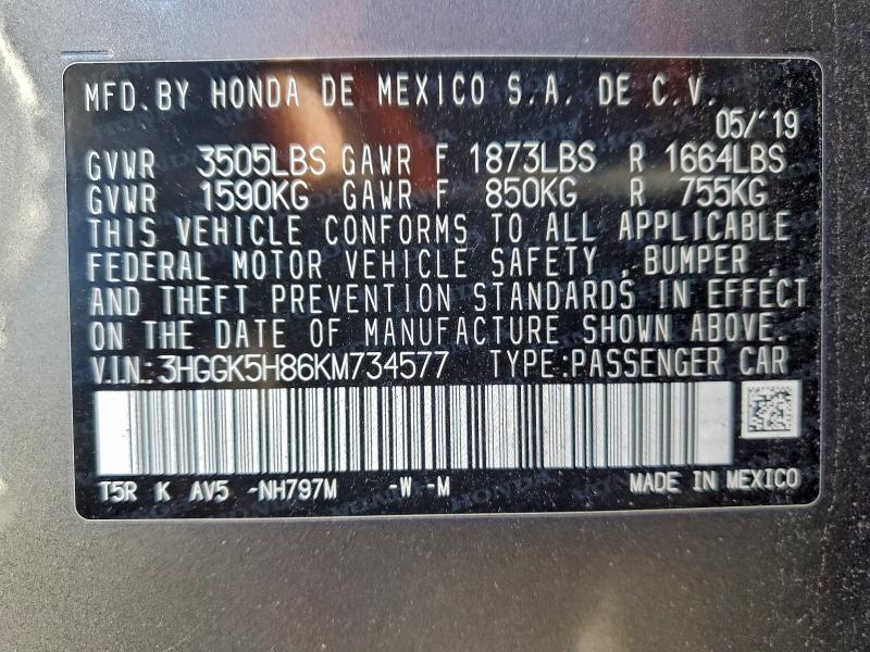 2019 HONDA FIT EX #3317919917