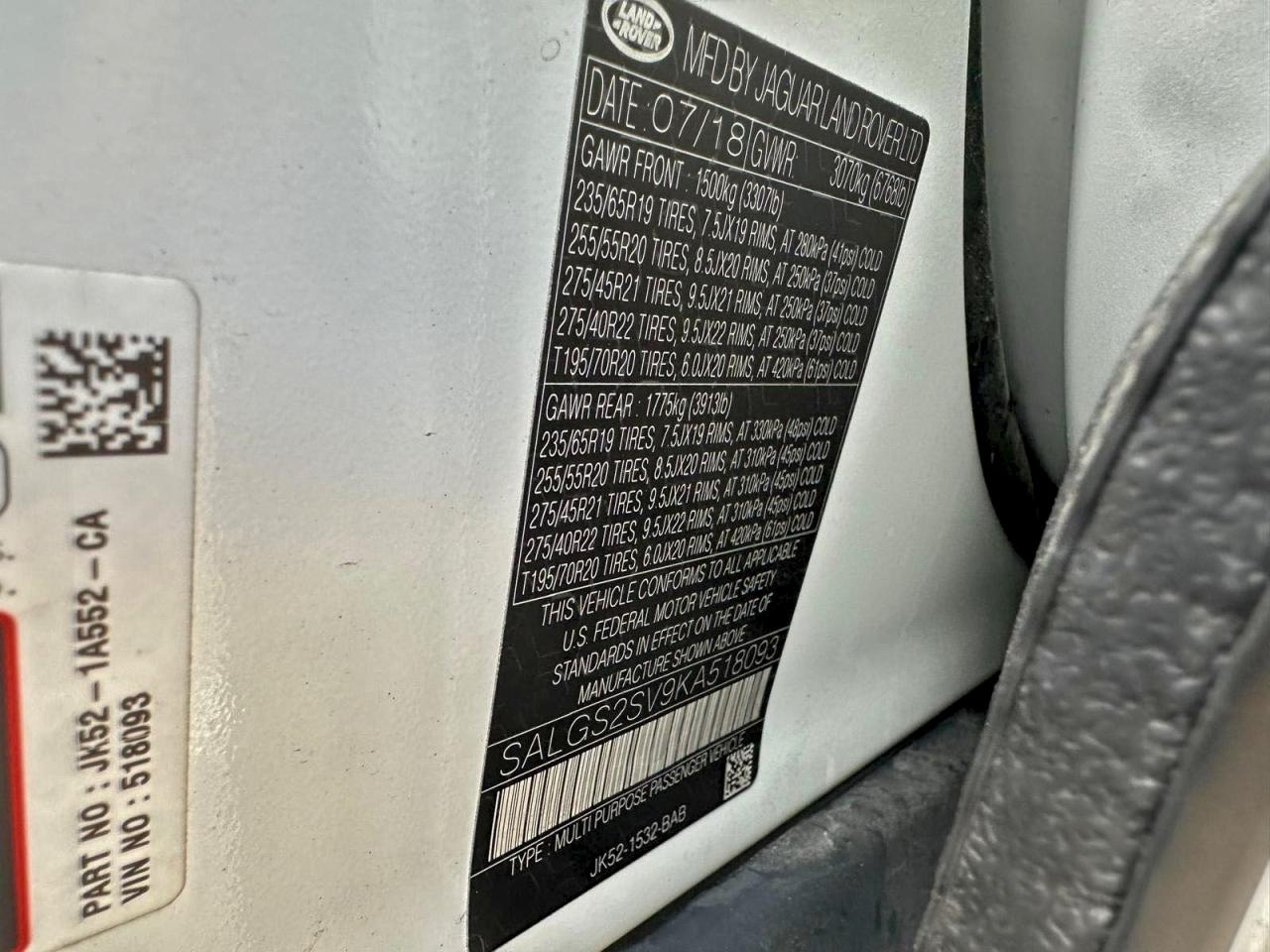 Lot #3311485260 2019 LAND ROVER RANGE ROVE