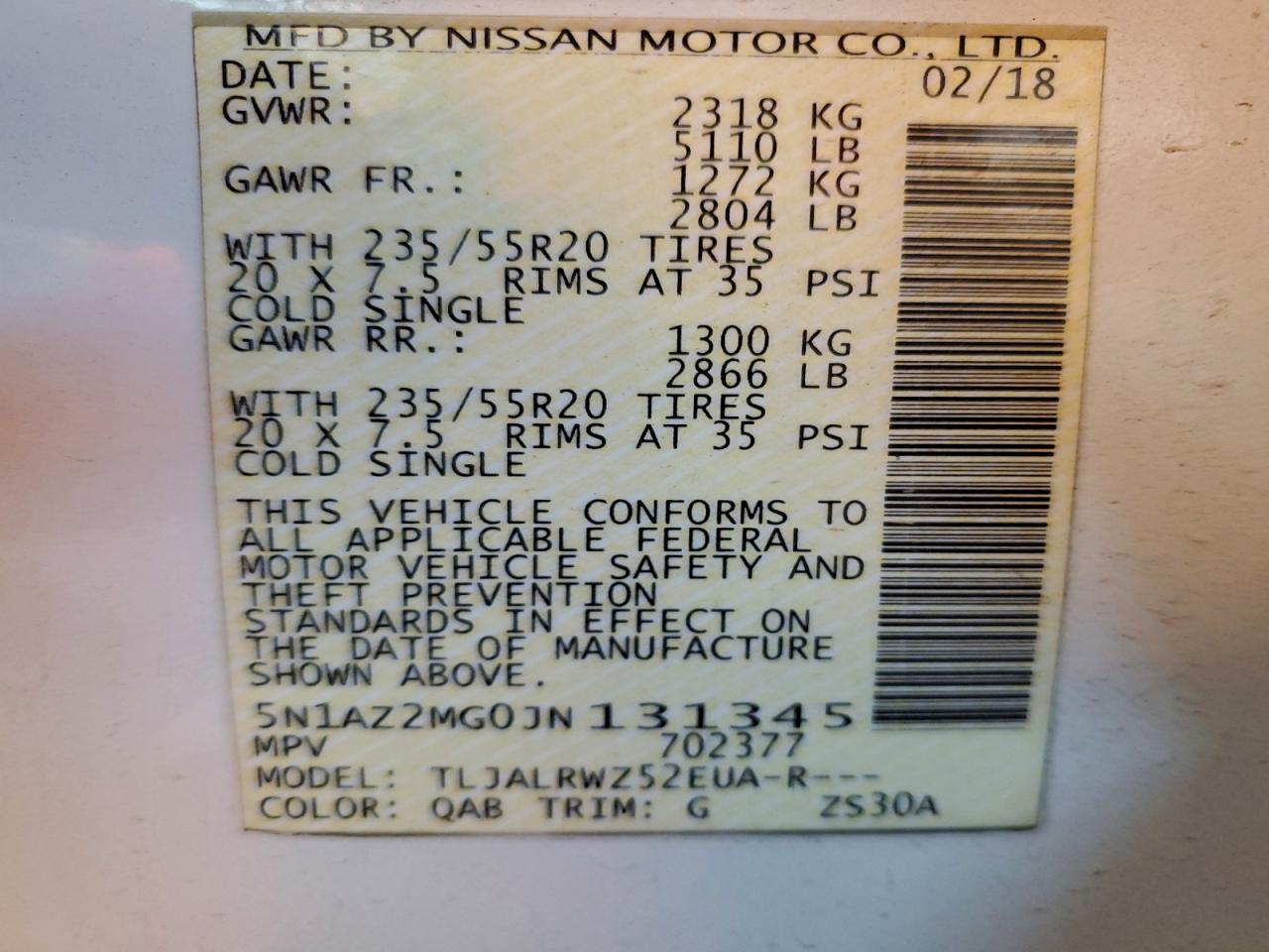 Lot #3318054382 2018 NISSAN MURANO S