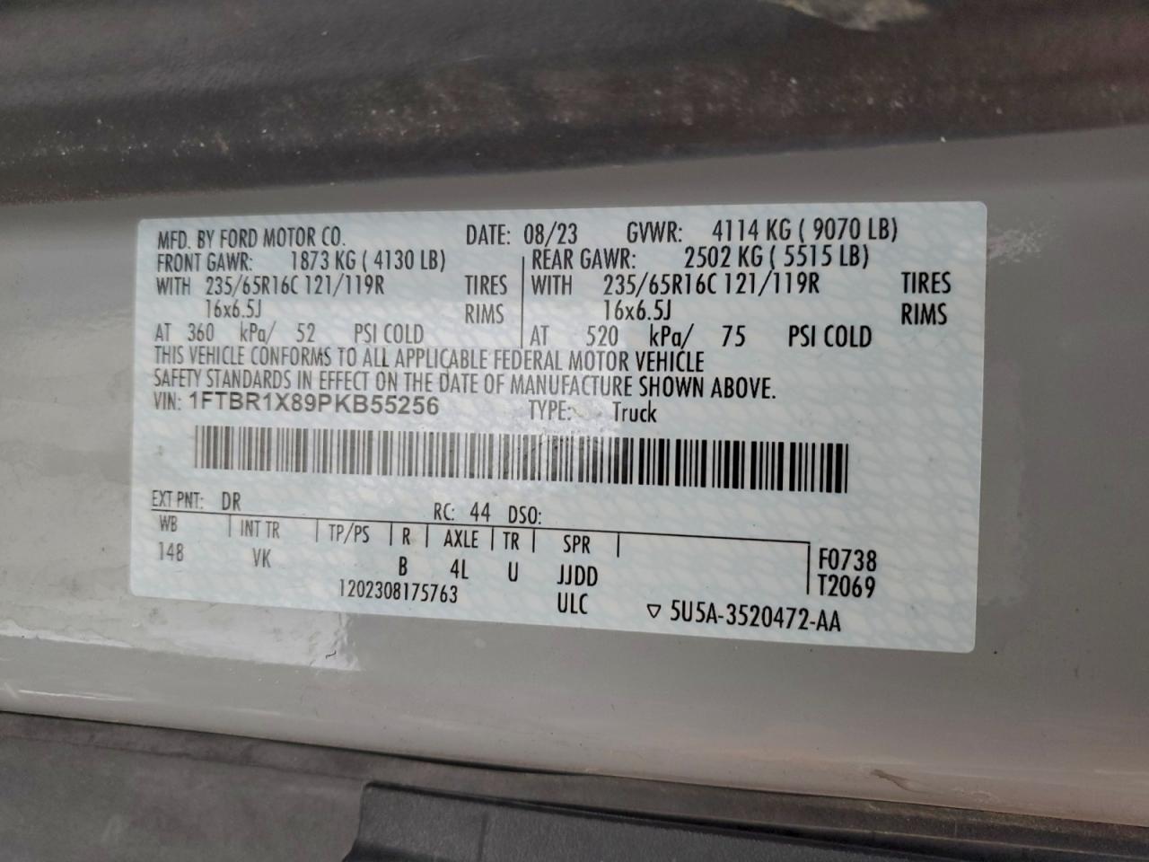 Lot #3317864952 2023 FORD TRANSIT T-