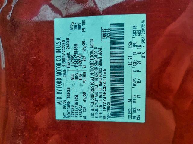 2003 FORD RANGER SUP #3318937968