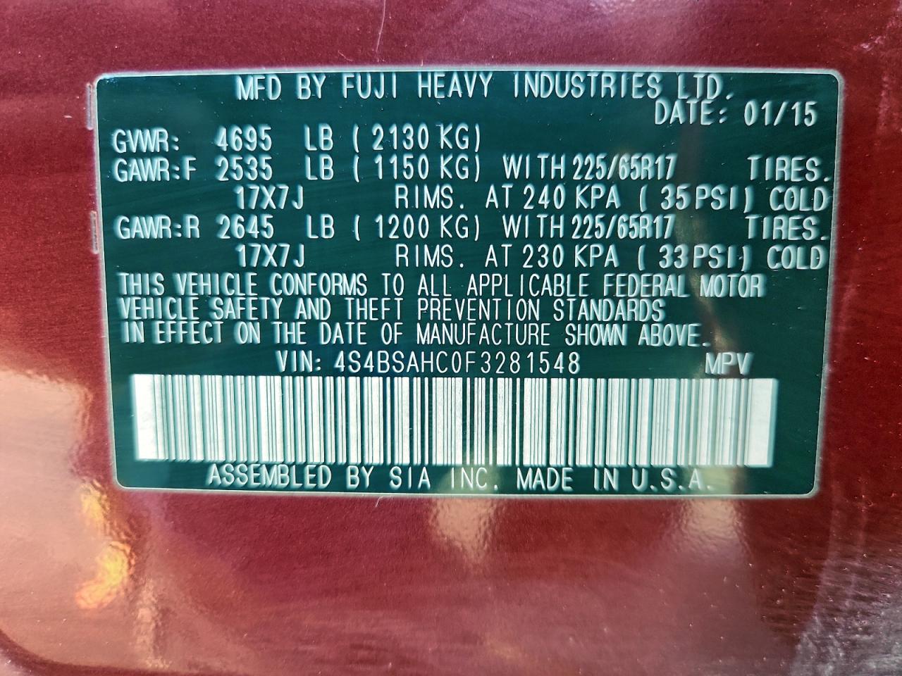 SUBARU OUTBACK 2.5I PREMIUM