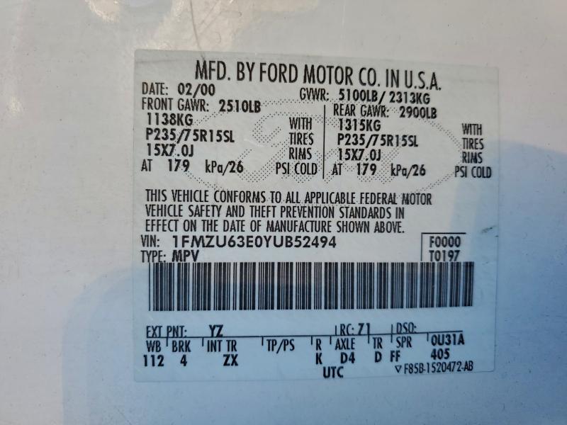 2000 FORD EXPLORER X #3312660161