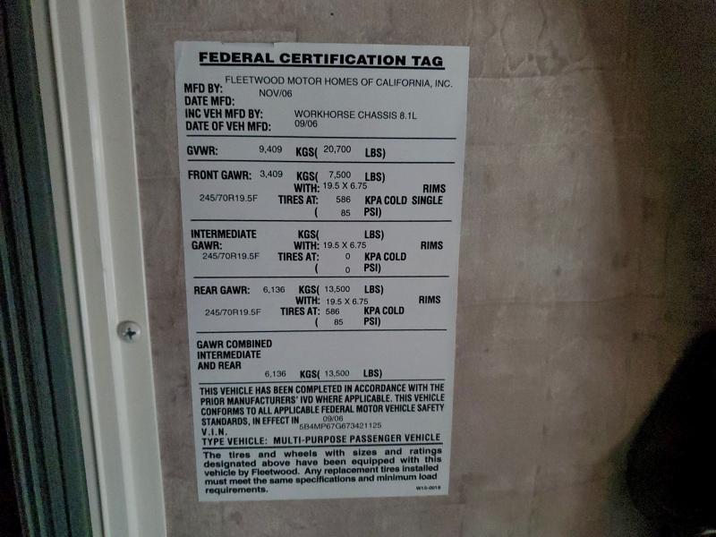 2007 WORKHORSE CUSTOM CHASSIS MOTORHOME #3310352968