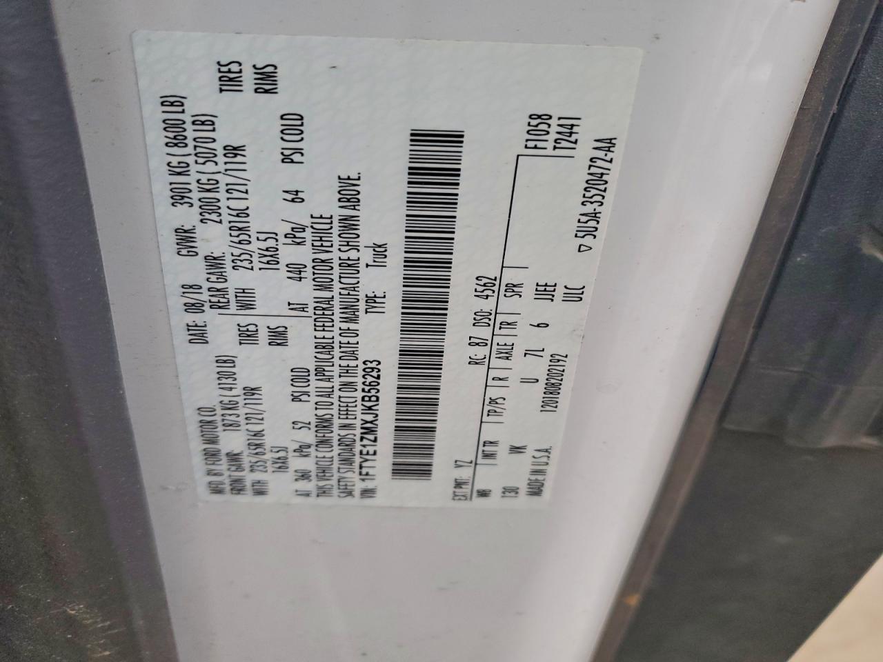 Lot #3316793411 2018 FORD TRANSIT T-