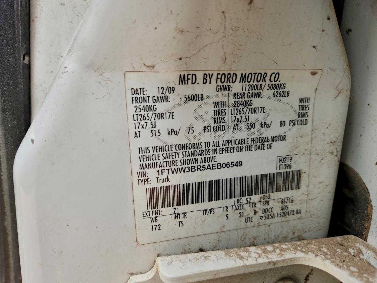 Lot #3303605942 2010 FORD F350 SUPER