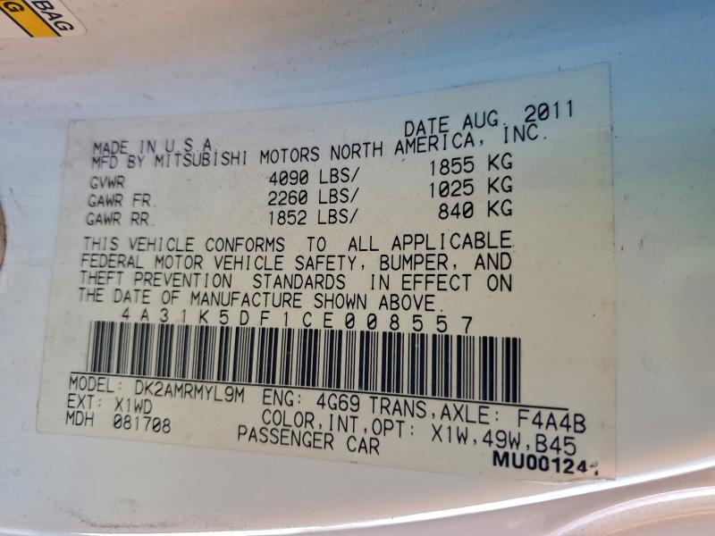 2012 MITSUBISHI ECLIPSE GS #3310777972