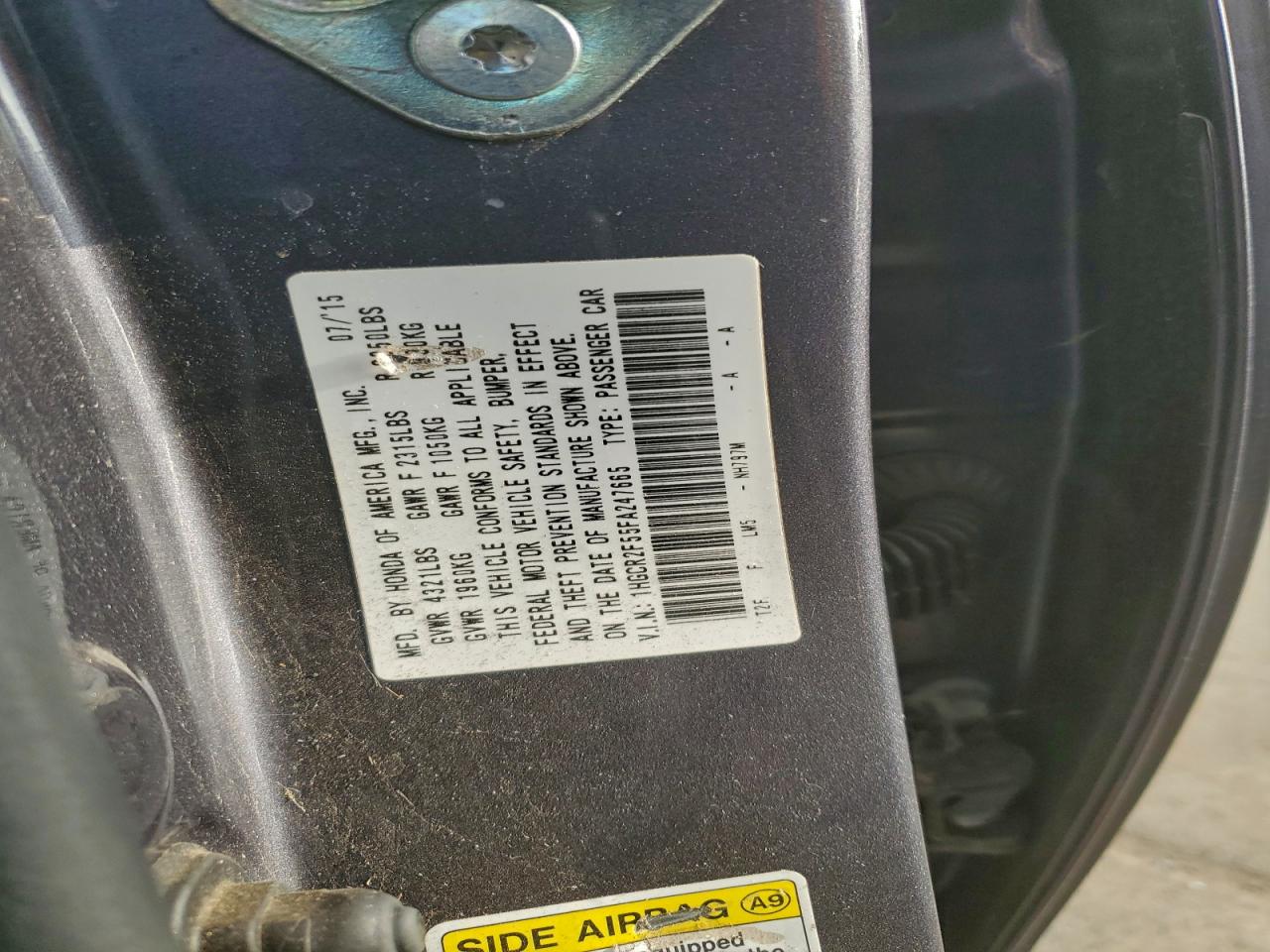 Lot #3304822550 2015 HONDA ACCORD SPO