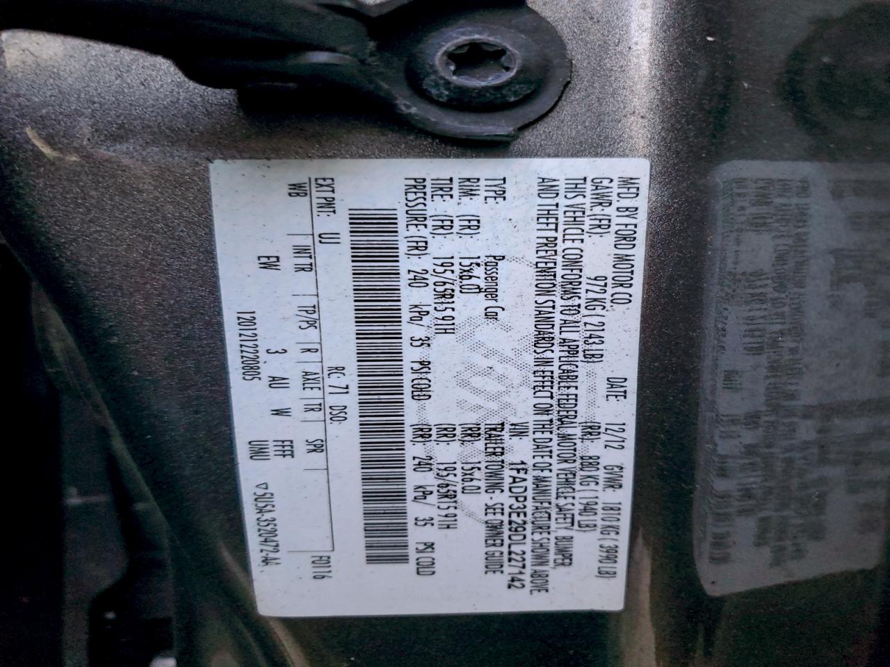 Lot #3310403001 2013 FORD FOCUS S