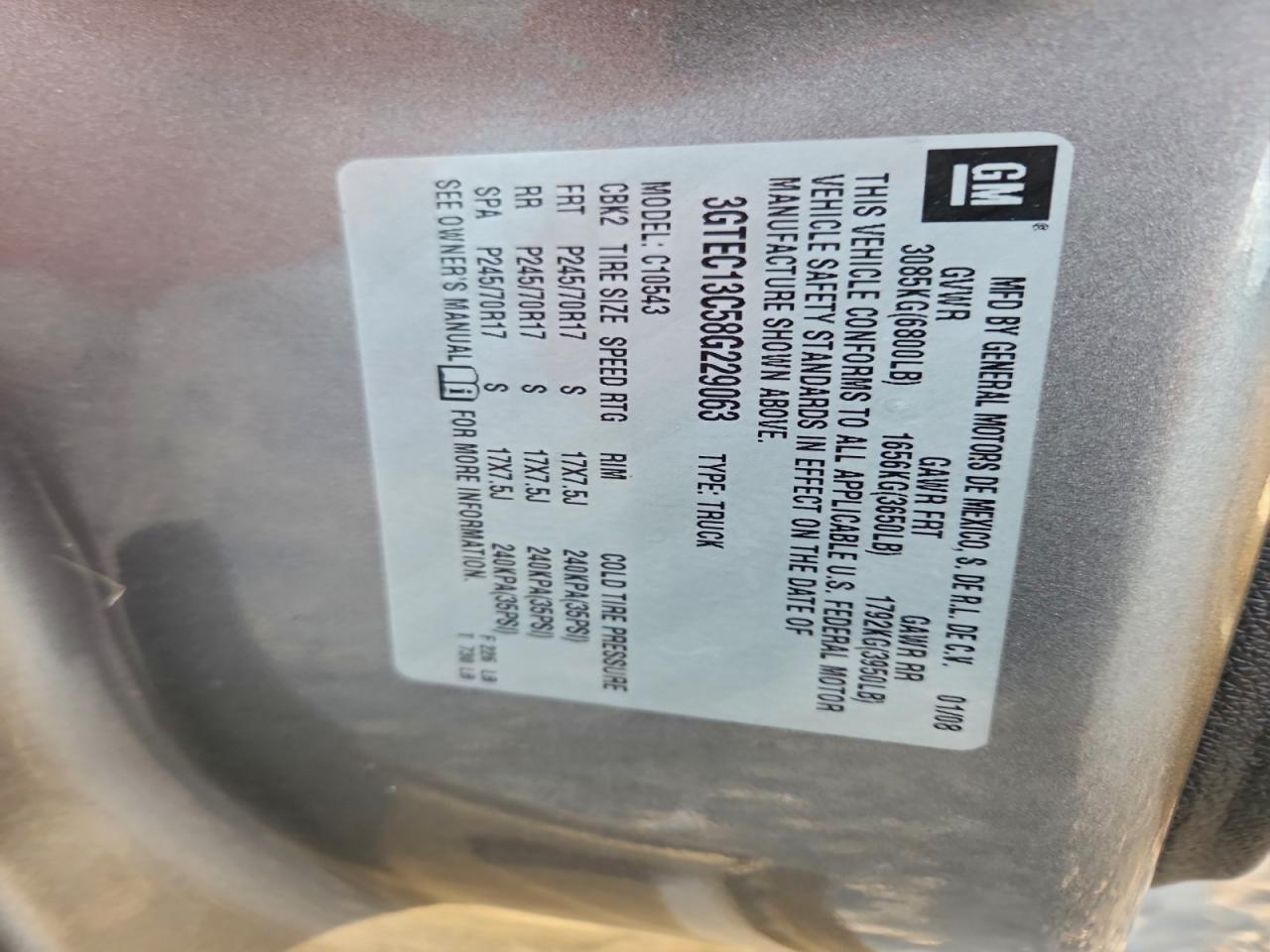 Lot #3311705222 2008 GMC SIERRA C15