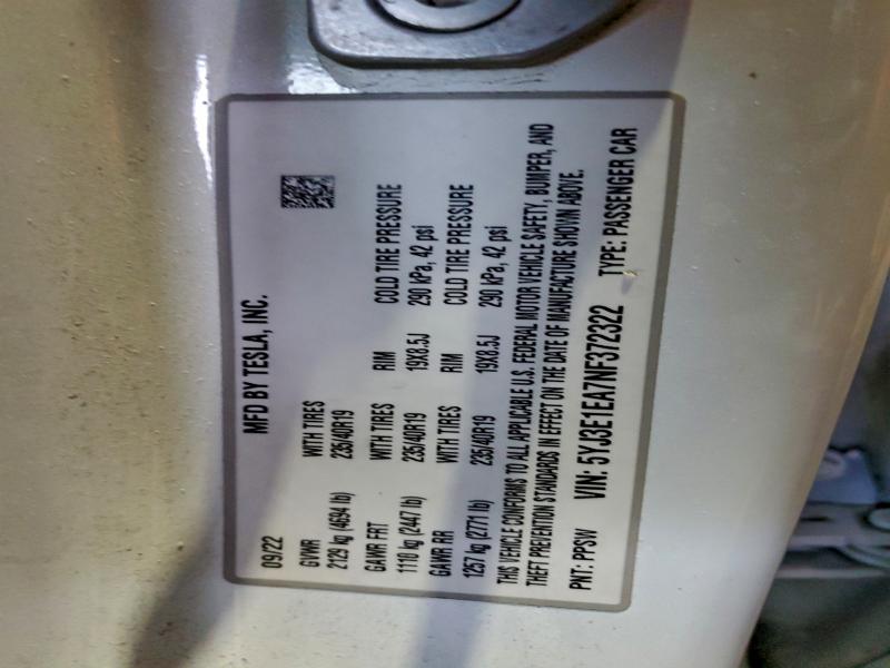 2022 TESLA MODEL 3 #3305334333