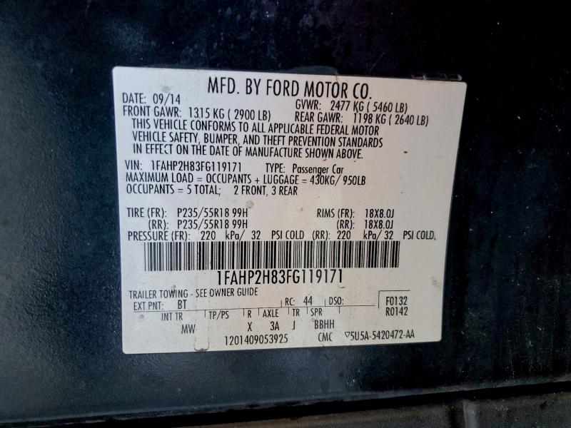 2015 FORD TAURUS SEL #3312464620