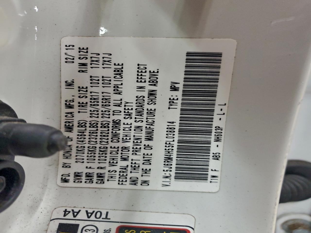 Lot #3309616565 2015 HONDA CR-V EX